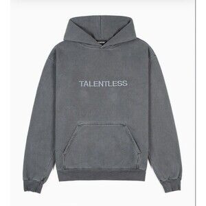 Talentless Circle Logo Embroidered Hoodie Steel Grey Men’s Size XL NWT